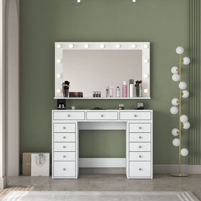 Hanah Home Mesa de Maquillaje con Espejo LED Blanco Hanah Home Mesa de Maquillaje con Espejo LED Blanco